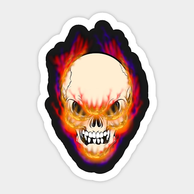 Flaming Skull Sticker by NaumaddicArts